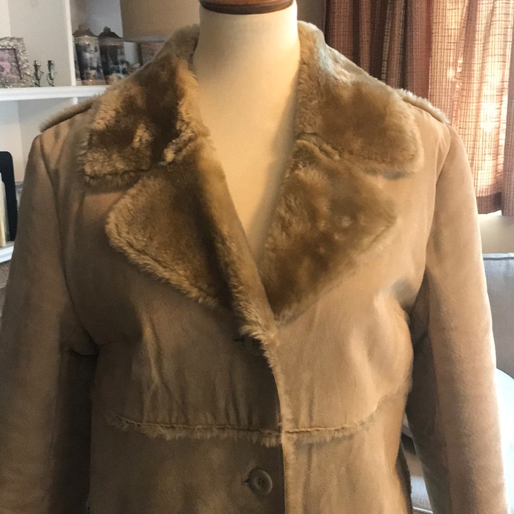 Brandon Thomas full length suede leather coat